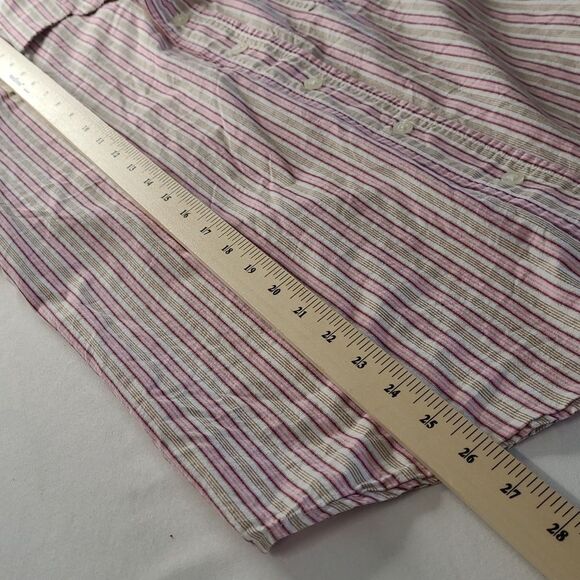 Original Aeropostale slim fit  sz S button front collared pink tan striped shirt - Picture 5 of 12